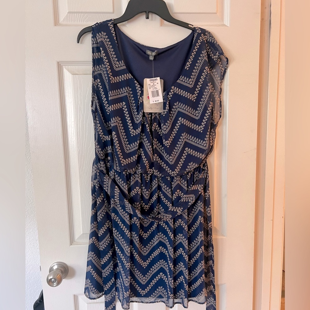 Navy blue and cream Dress, New with tags XL